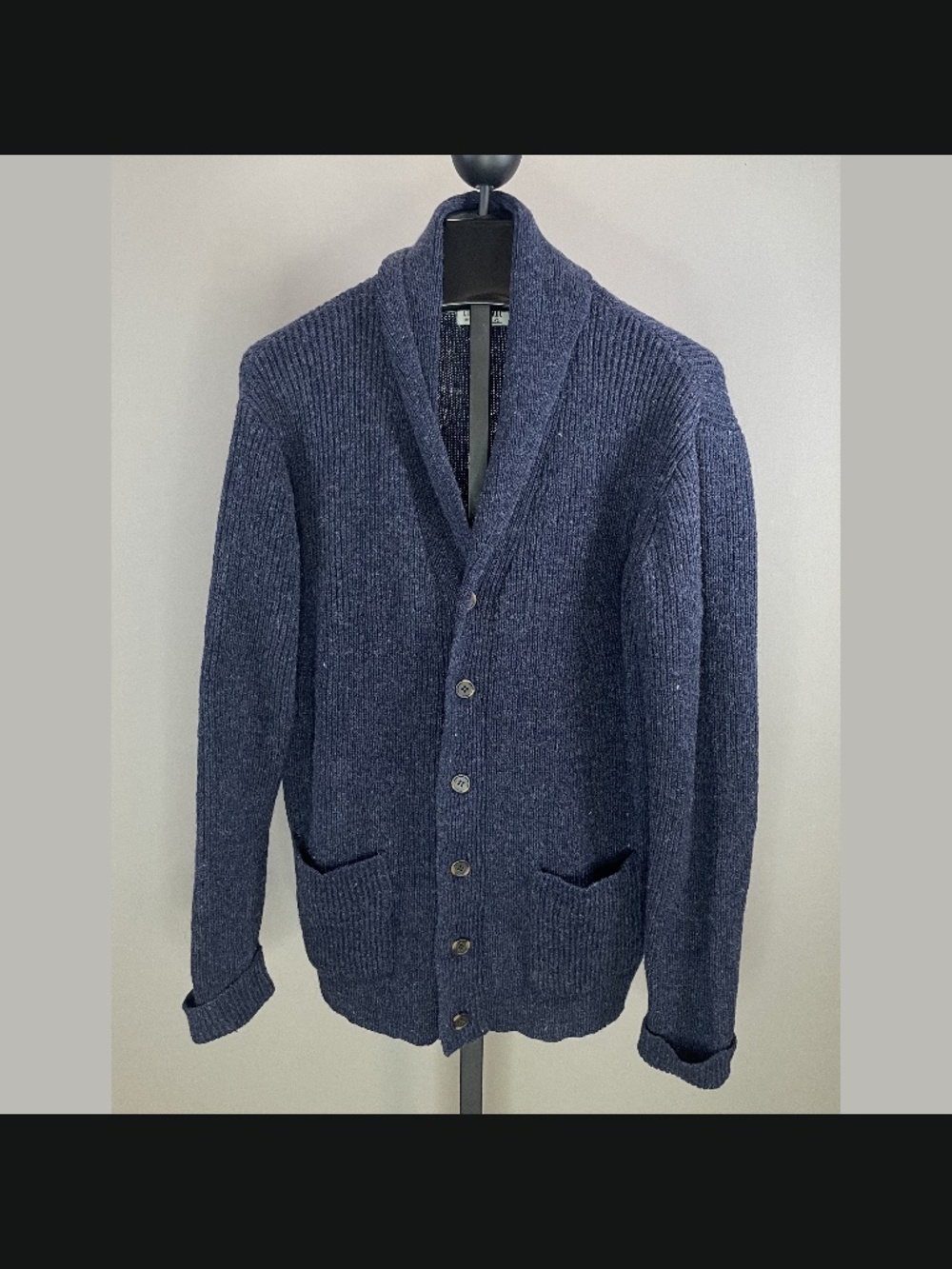 Line Of Trade Sweater Mens XL blue shetland wool knit cardigan casual